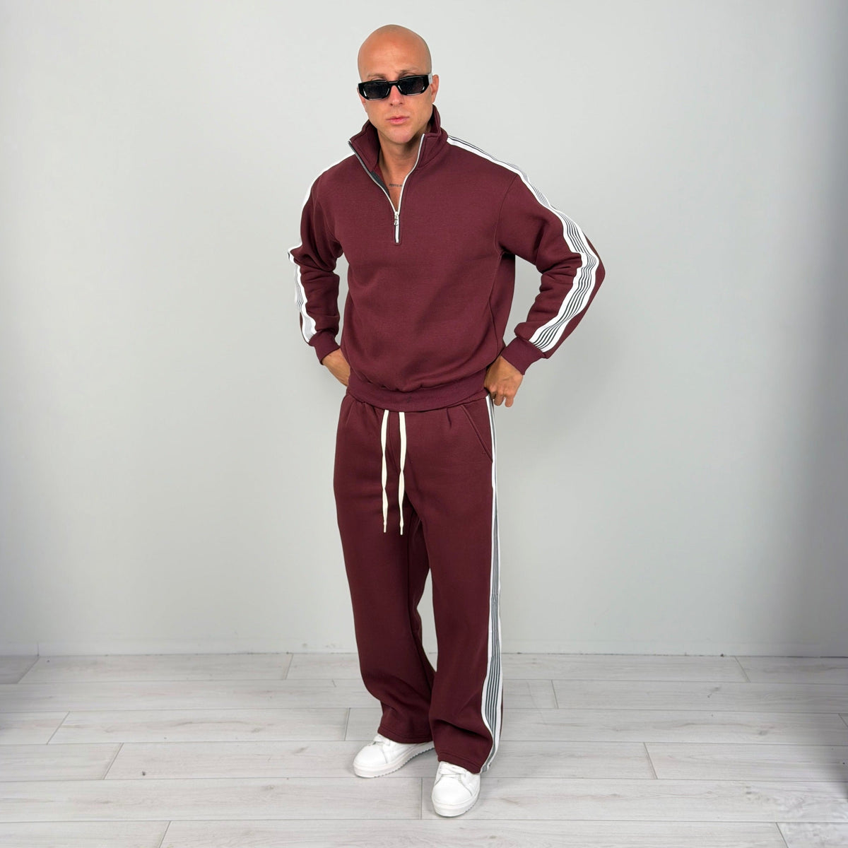 Trainingspak Heren met Strepen | Halfzip Sweater | Wijde Broek | 5 Kleuren