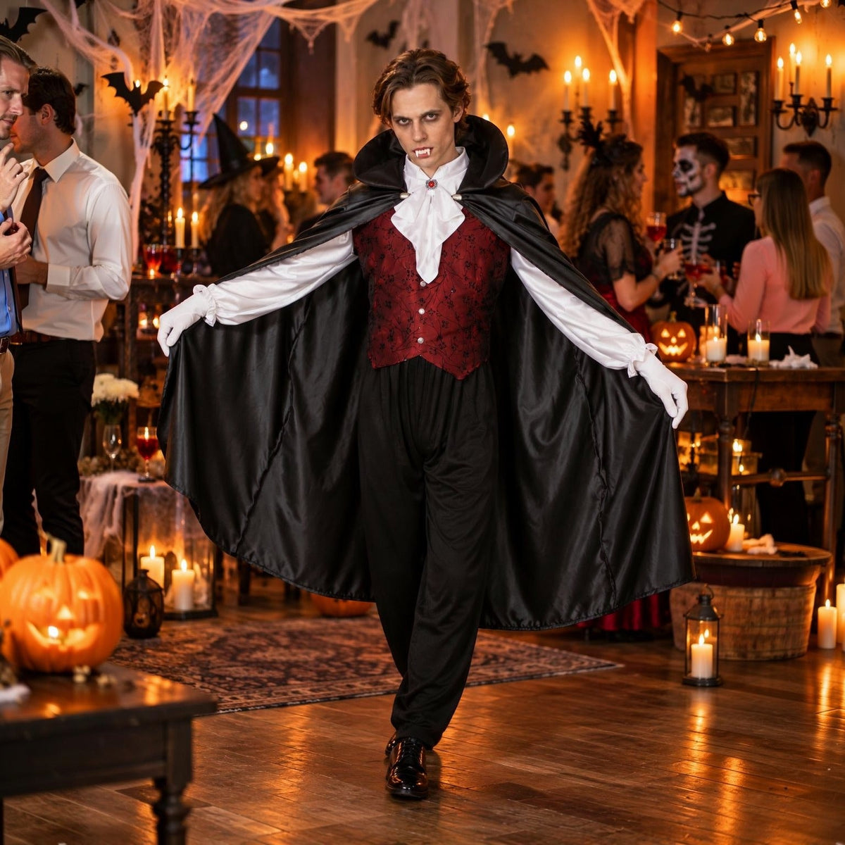 Klassiek Vampier Kostuum | Cape | Jabot Overhemd | Broek
