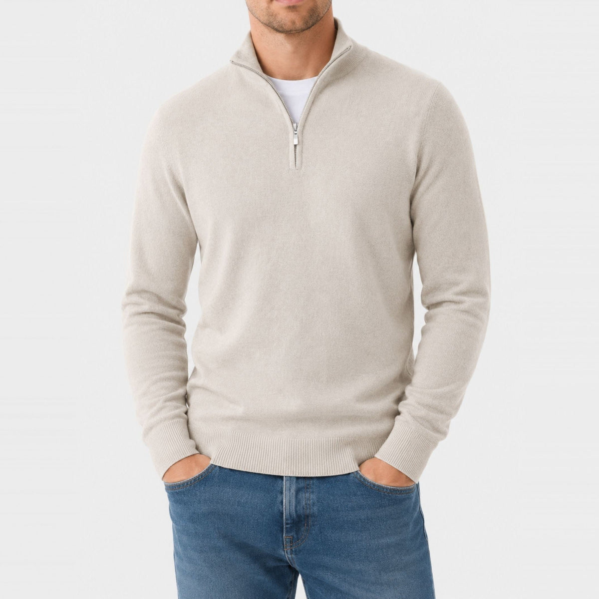 Quarter Zip Trui Heren | Fijngebreid | Opstaande Kraag | 8 Kleuren