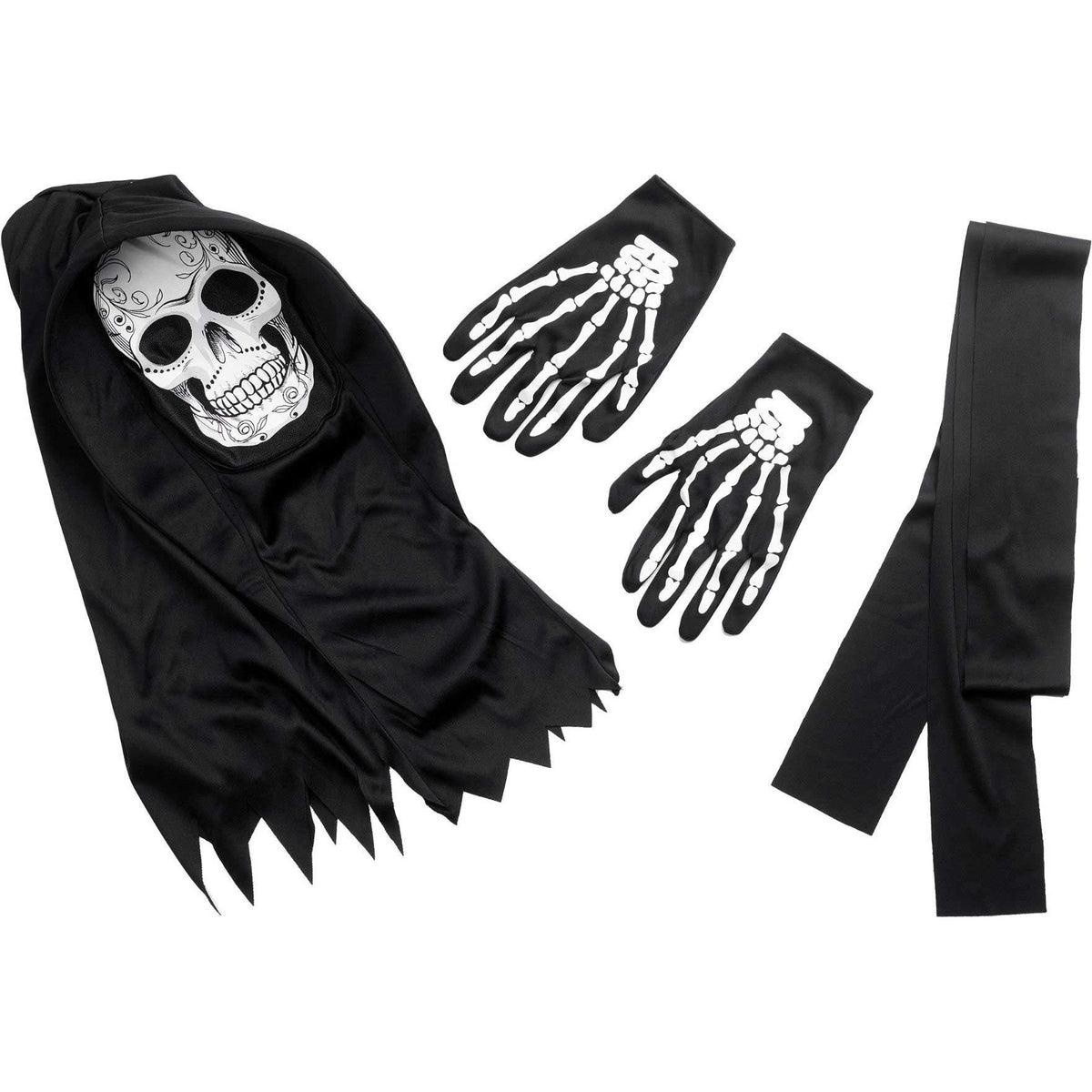 Magere Hein Kostuum Heren | Gewaad | Doodskopmasker | Skelethandschoenen