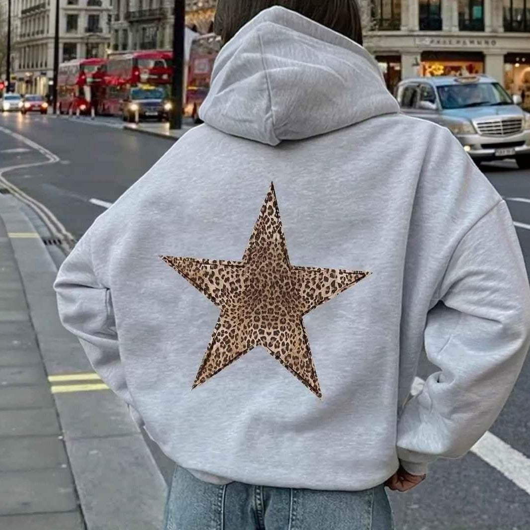 Hoodie Dames met Luipaard Ster Print | Rug | 2 Kleuren