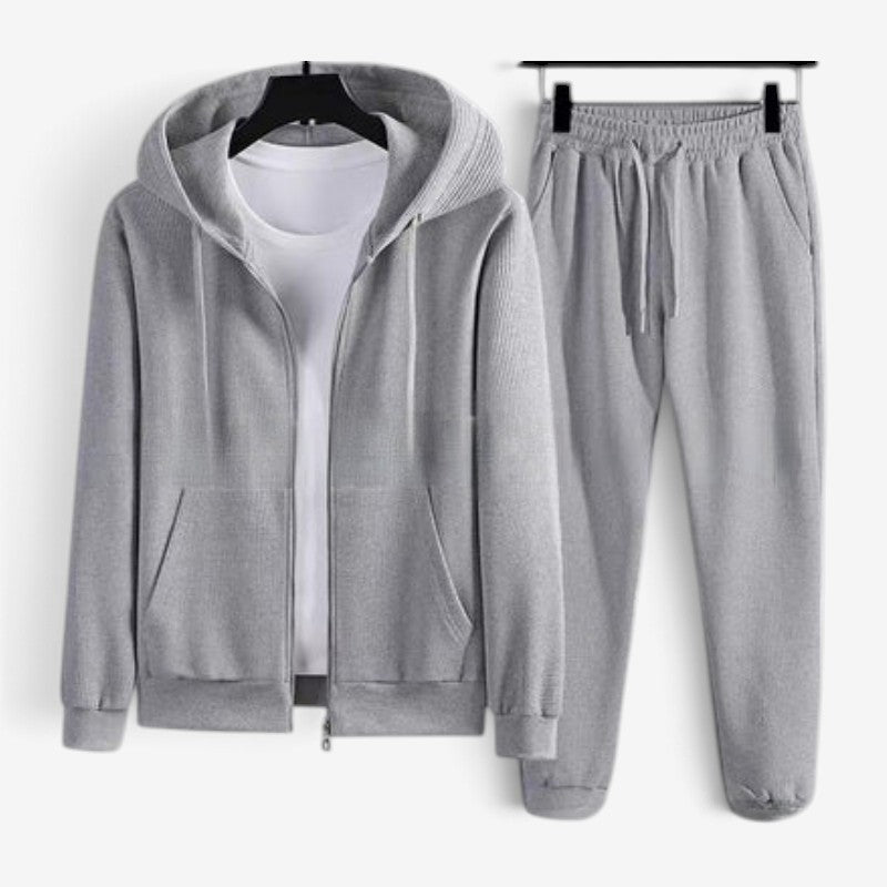 Wafelstructuur Joggingpak Heren | Hoodie met Rits | Tot 6XL