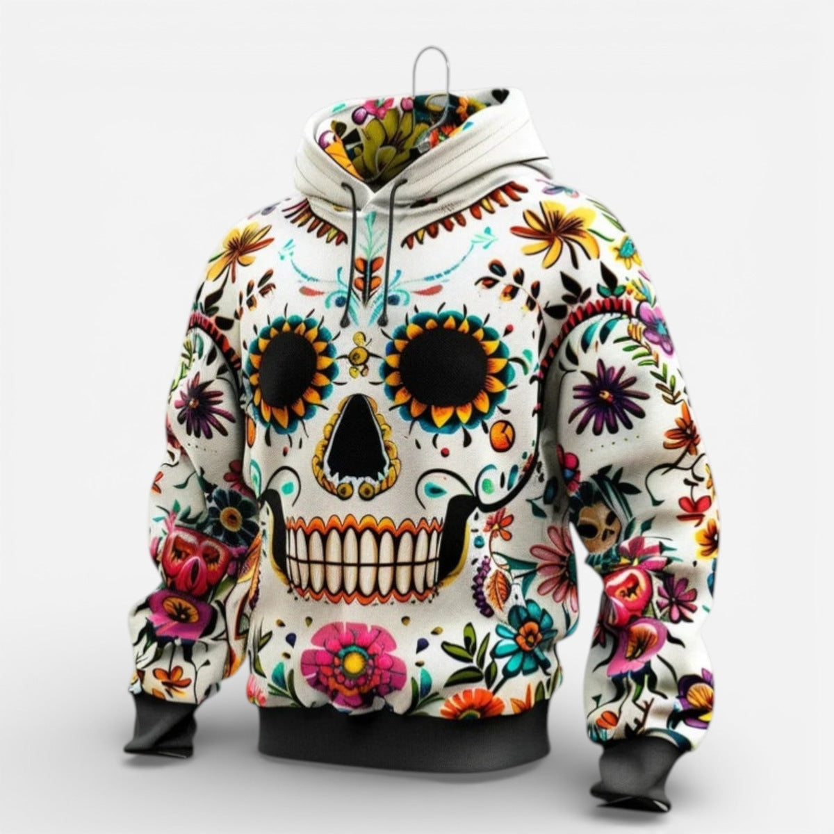 Dag van de Doden Hoodie | Doodskop Bloemenprint | 4 Designs