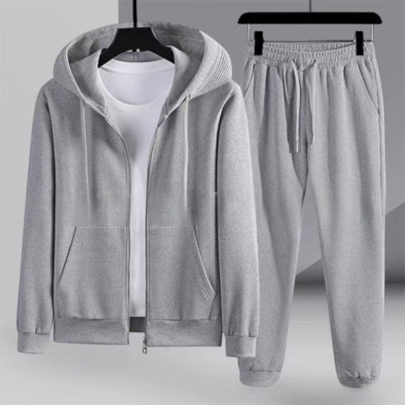 Wafelstructuur Joggingpak Heren | Hoodie met Rits | Tot 6XL