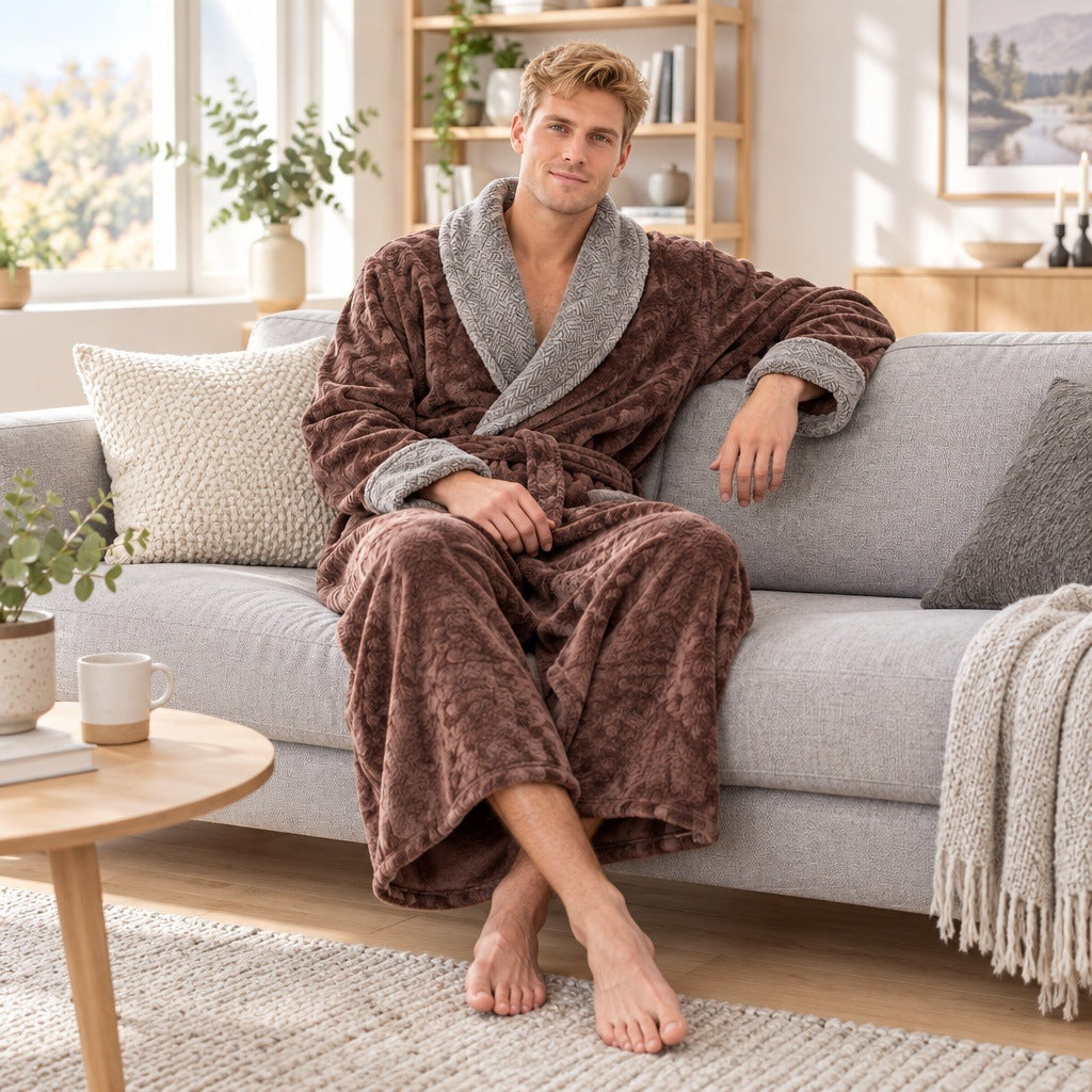Koraalfleece Badjas Heren | Sjaalkraag | 3 Kleuren