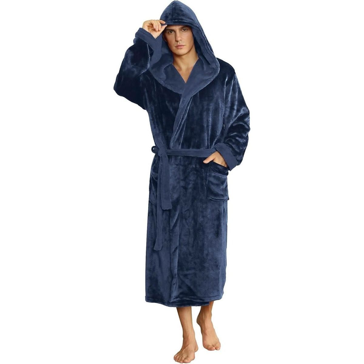 Fleece Badjas Heren met Capuchon | Tweekleurig | 10 Kleuren