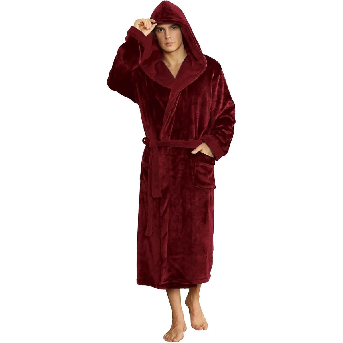 Fleece Badjas Heren met Capuchon | Tweekleurig | 10 Kleuren