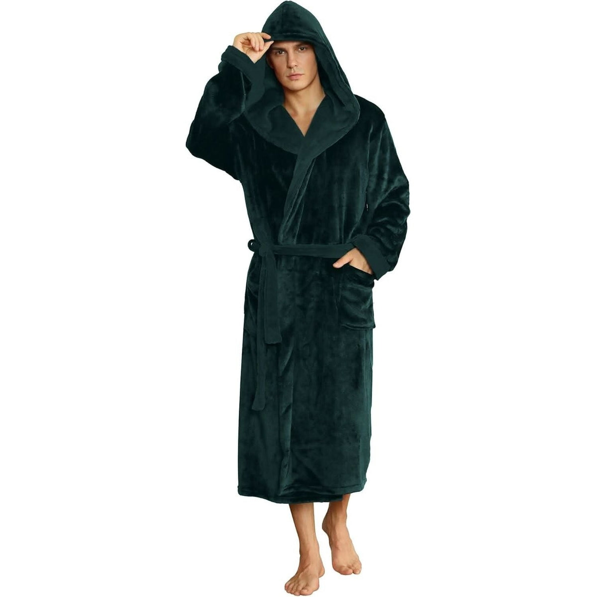 Fleece Badjas Heren met Capuchon | Tweekleurig | 10 Kleuren
