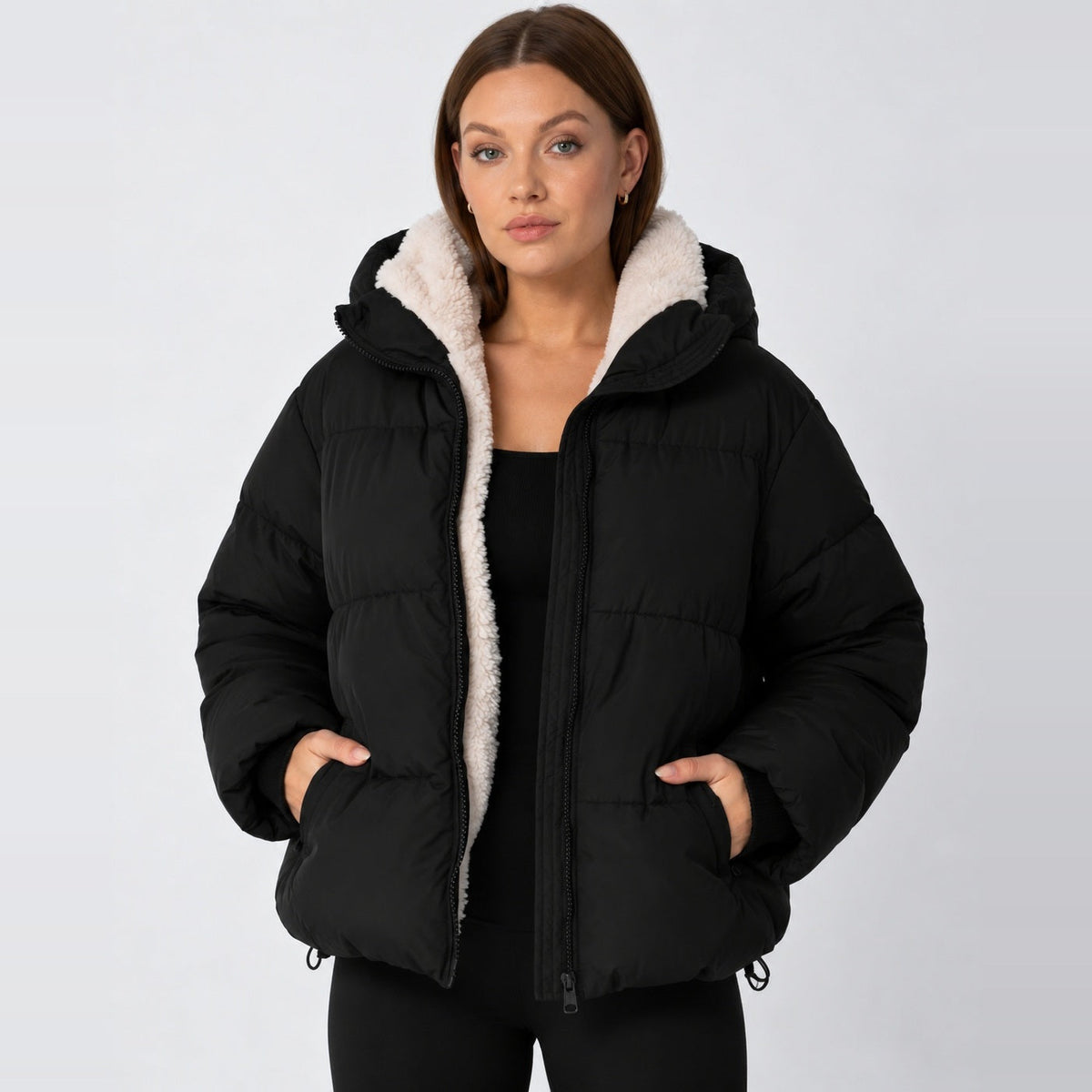 Korte Gewatteerde Jas Dames | Afneembare Capuchon | 4 Kleuren