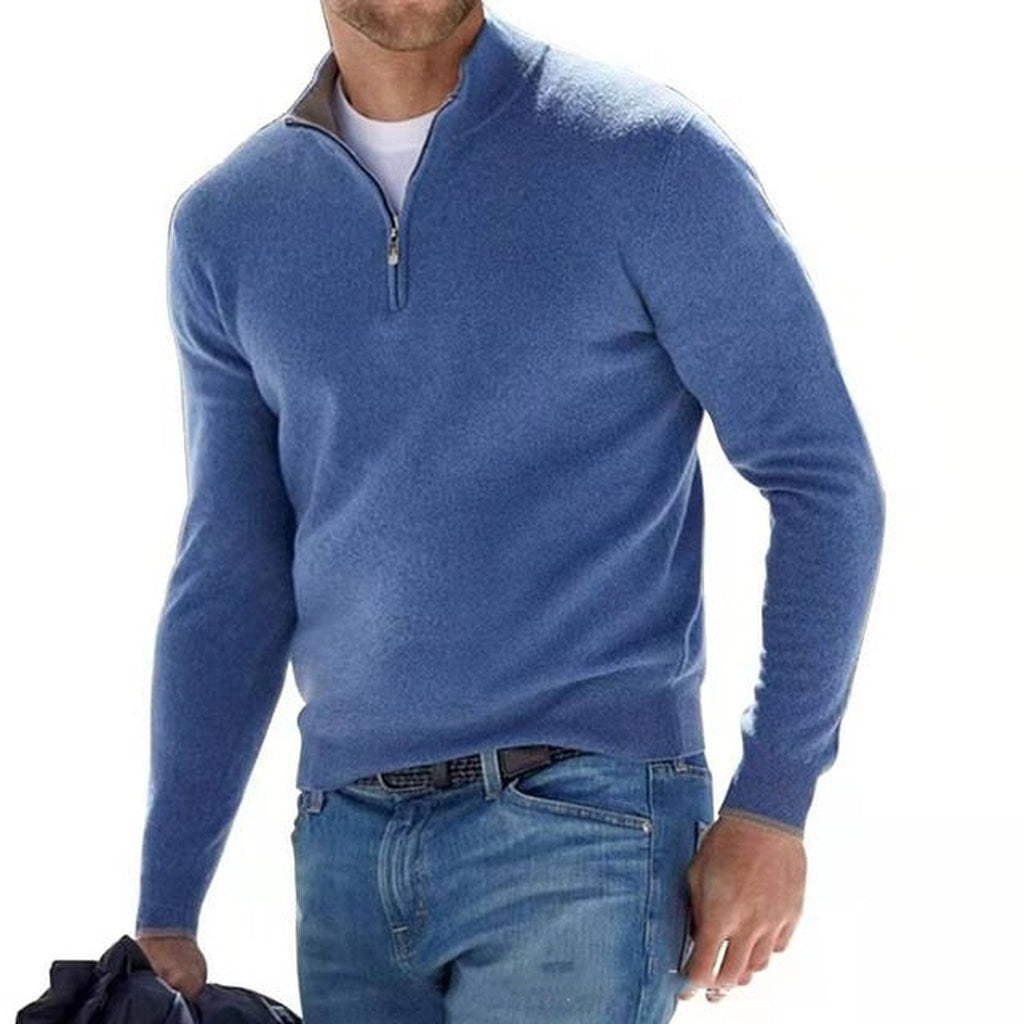 Quarter Zip Trui Heren | Fijngebreid | Opstaande Kraag | 8 Kleuren