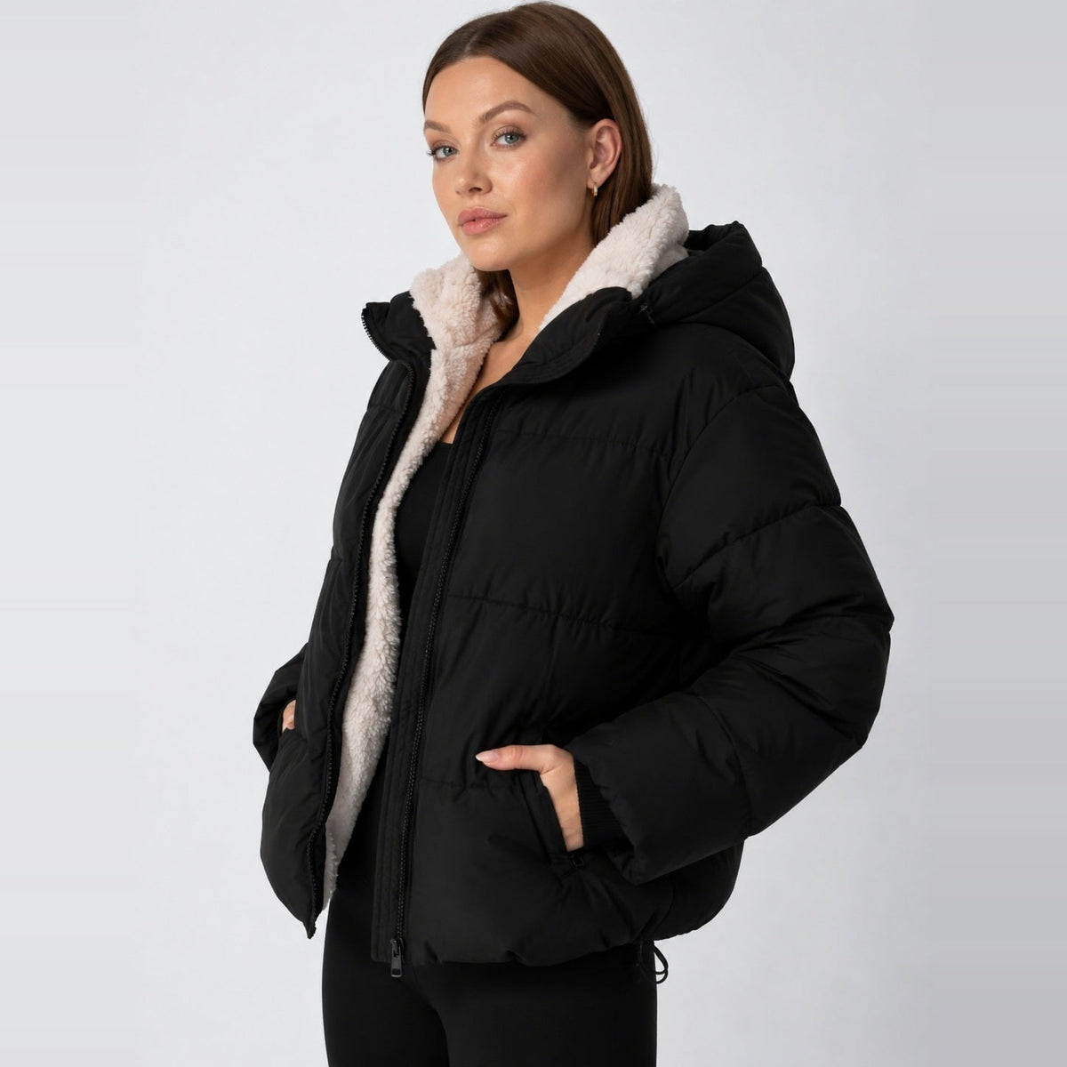 Korte Gewatteerde Jas Dames | Afneembare Capuchon | 4 Kleuren