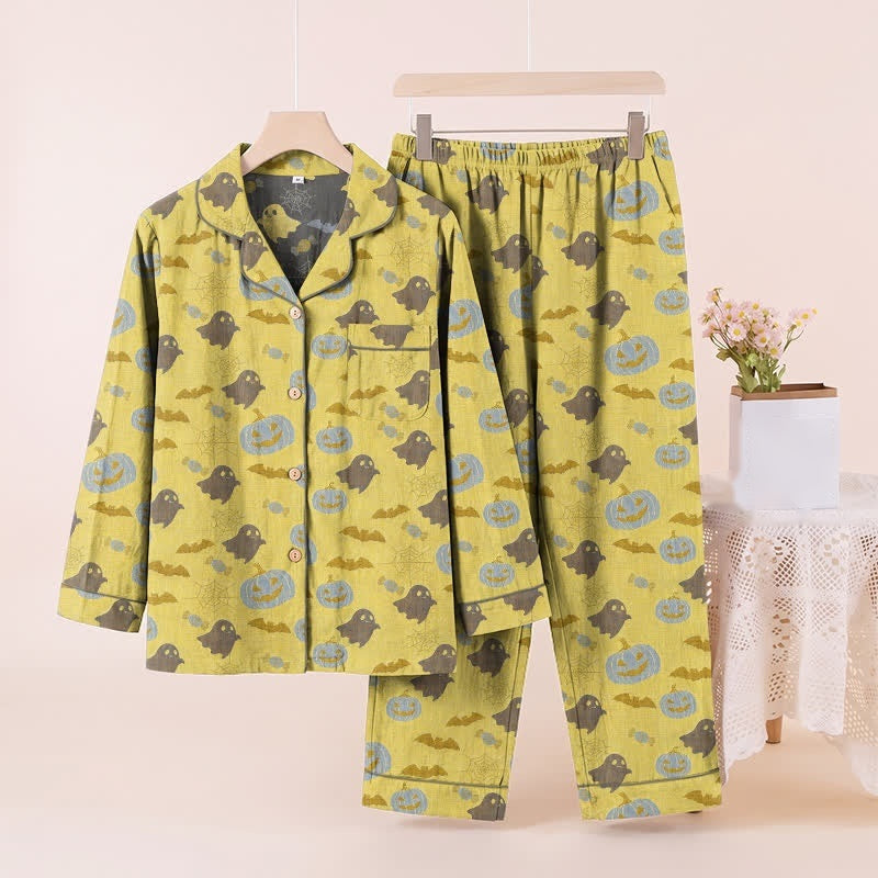 Spoken Pompoen Pyjamaset Heren | Knoopsluiting | Lange Broek | 8 Kleuren