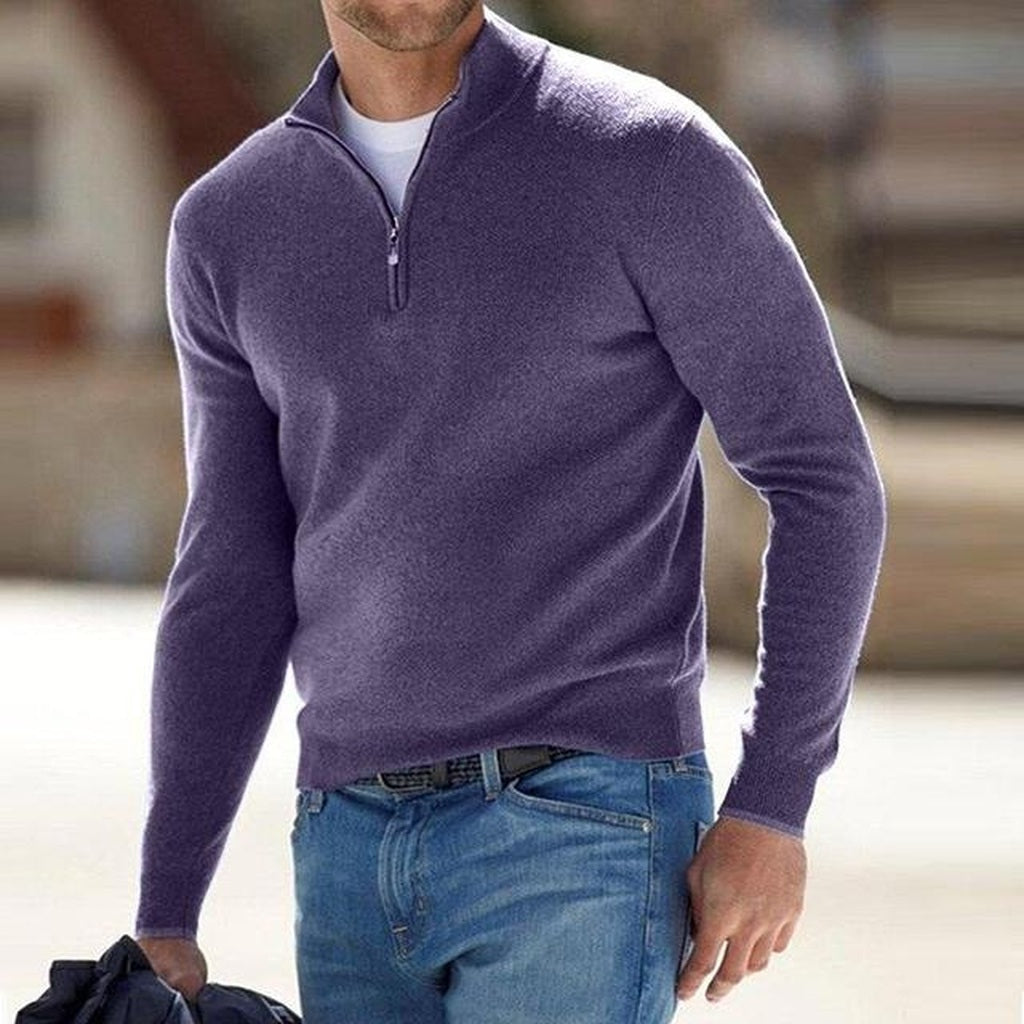 Quarter Zip Trui Heren | Fijngebreid | Opstaande Kraag | 8 Kleuren