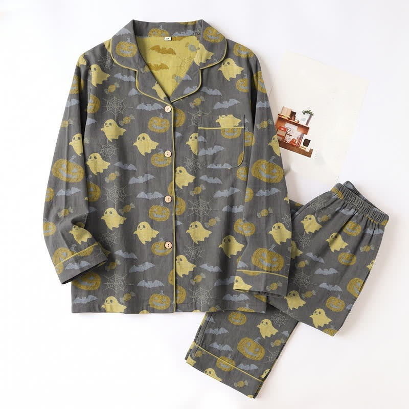 Spoken Pompoen Pyjamaset Heren | Knoopsluiting | Lange Broek | 8 Kleuren