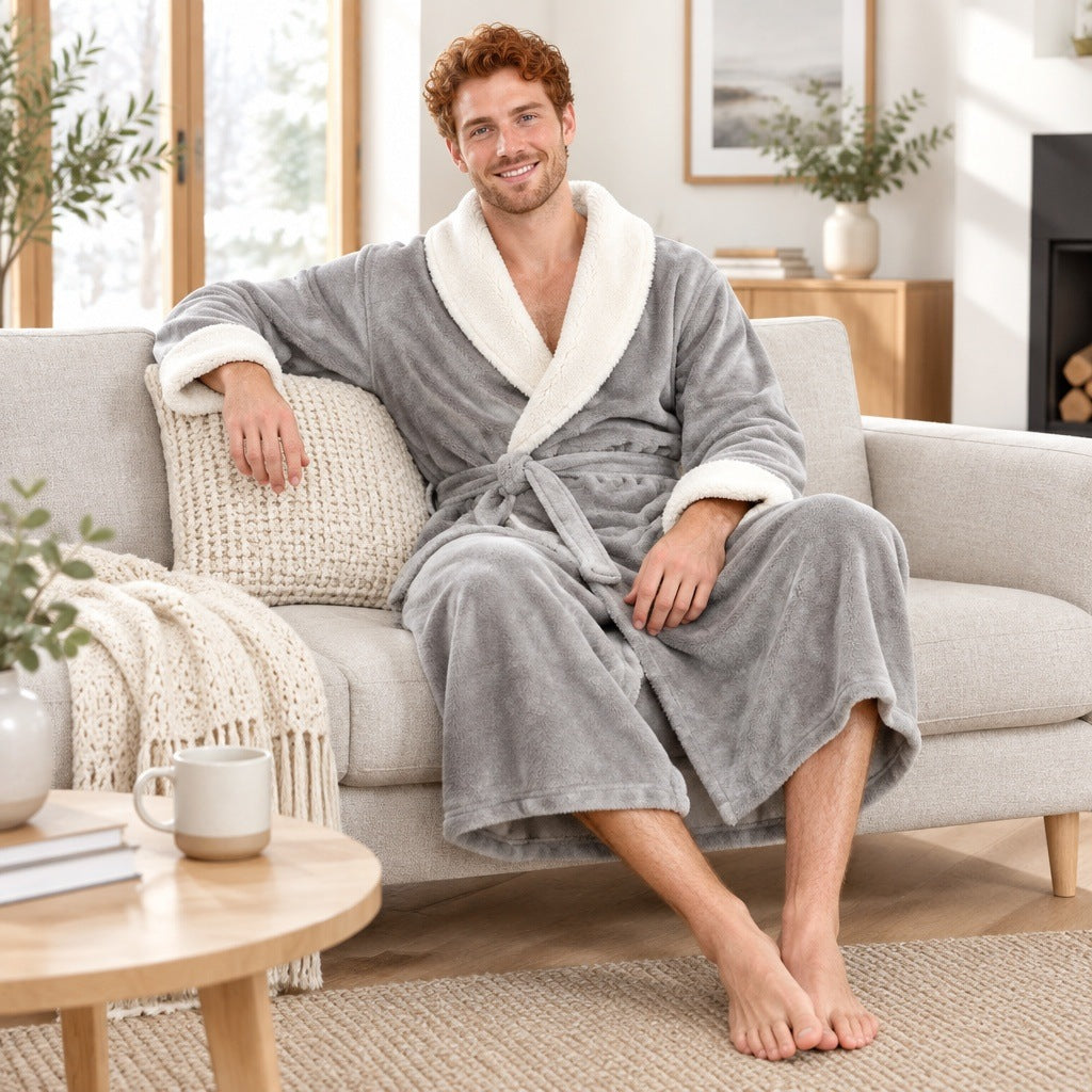 Koraalfleece Badjas Heren | Sjaalkraag | 3 Kleuren