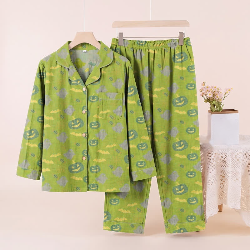 Spoken Pompoen Pyjamaset Heren | Knoopsluiting | Lange Broek | 8 Kleuren
