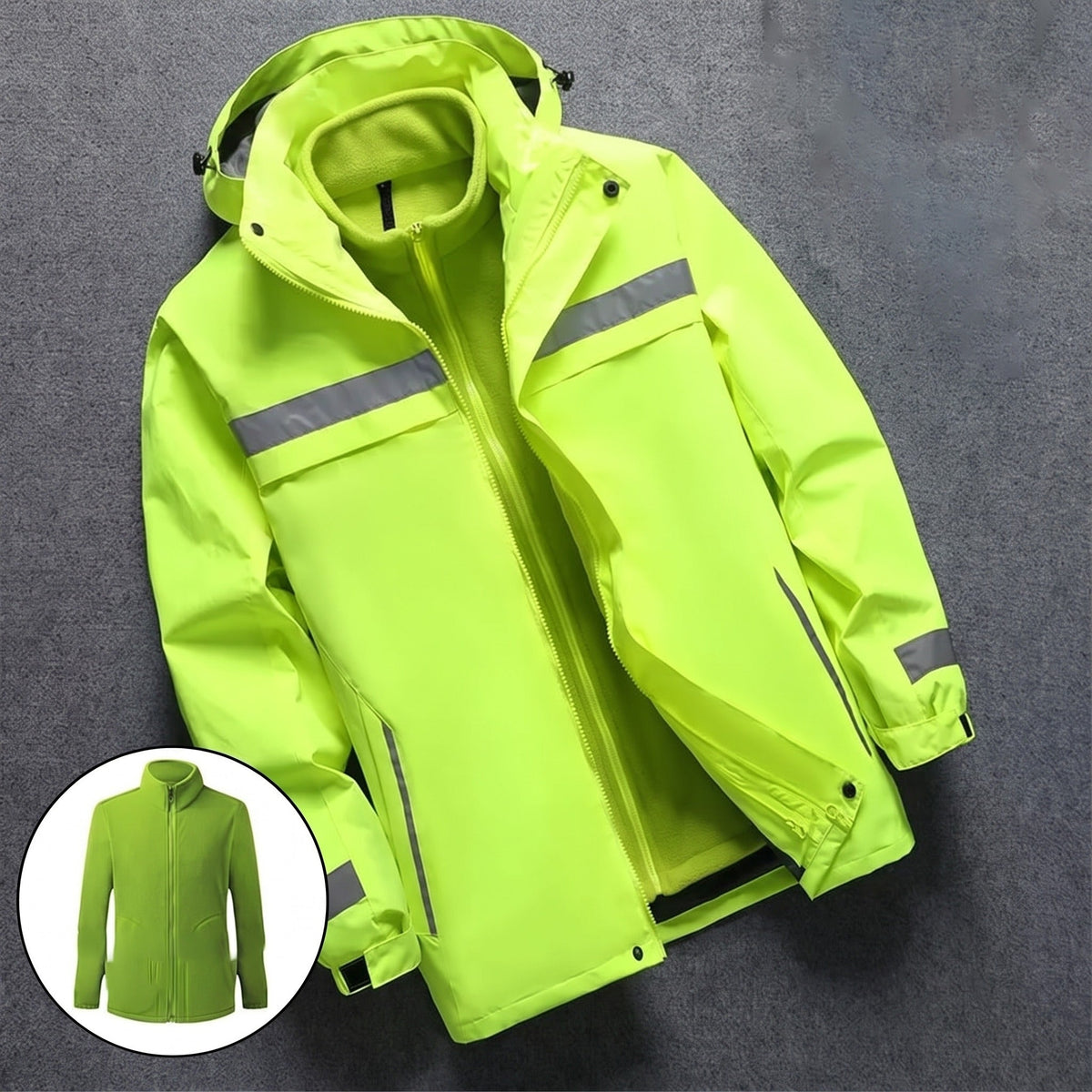 3-in-1 Jas Heren | Reflecterend | Uitneembare Fleecevoering | Capuchon