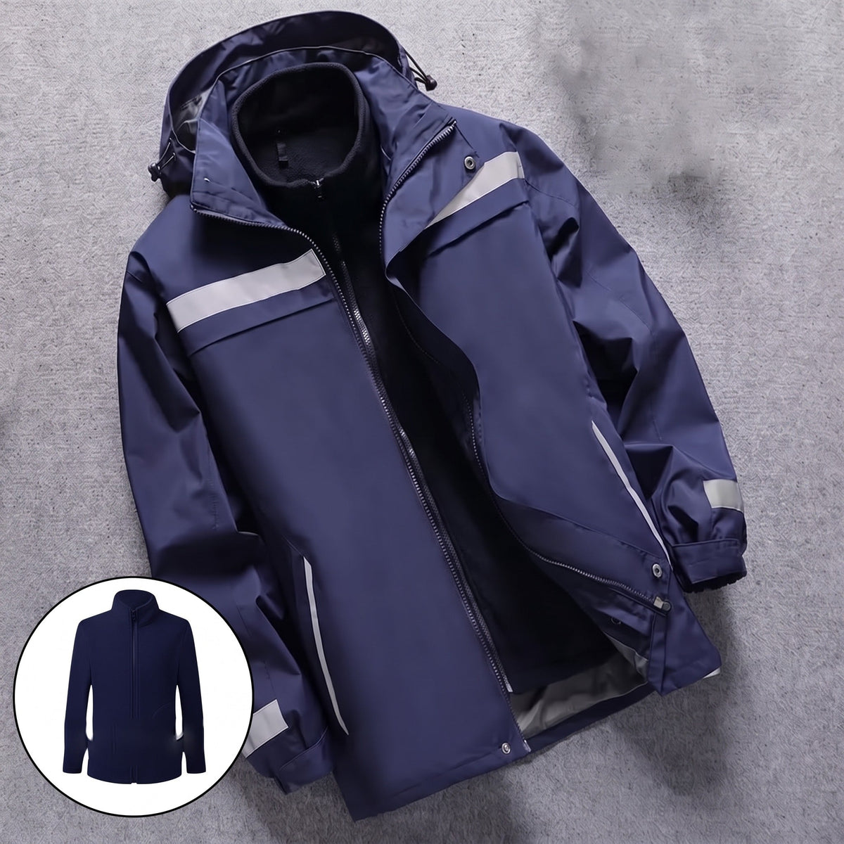 3-in-1 Jas Heren | Reflecterend | Uitneembare Fleecevoering | Capuchon
