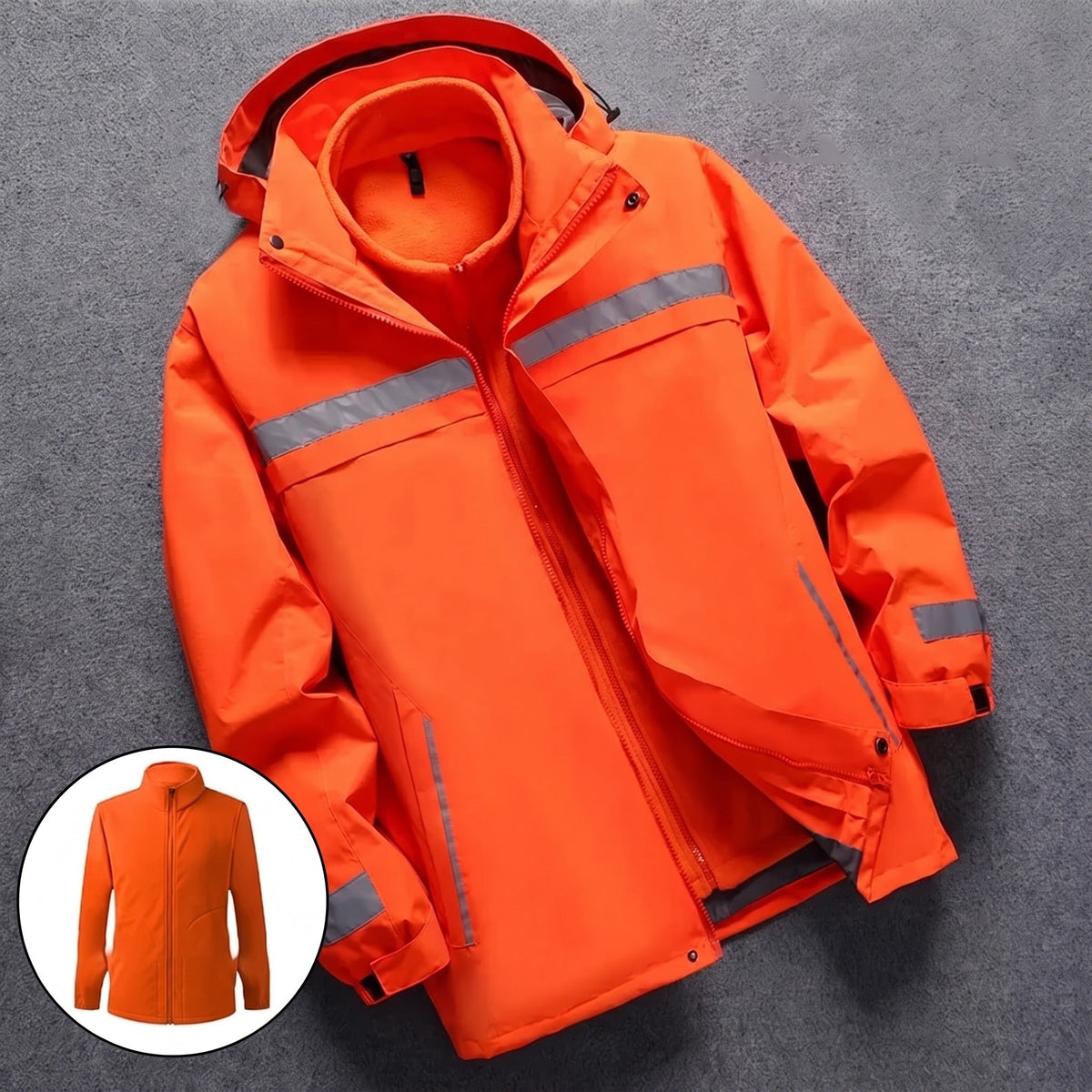 3-in-1 Jas Heren | Reflecterend | Uitneembare Fleecevoering | Capuchon