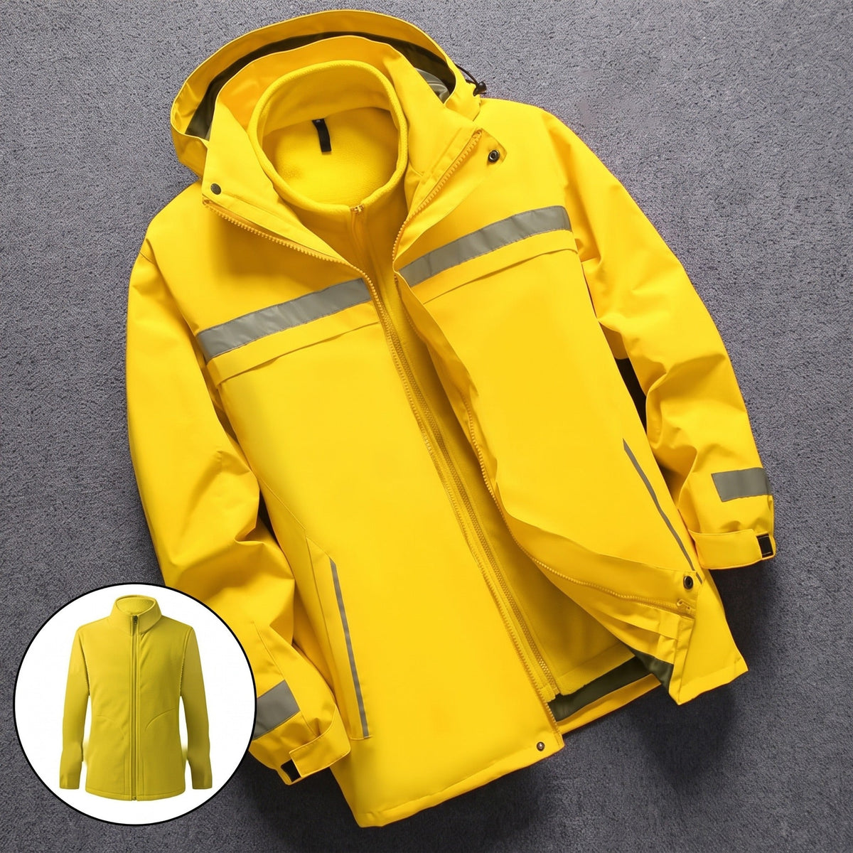 3-in-1 Jas Heren | Reflecterend | Uitneembare Fleecevoering | Capuchon