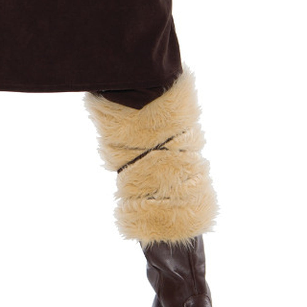 Viking Tuniek Kostuum | Hoed met Hoorns | Bont Arm en Beenstukken