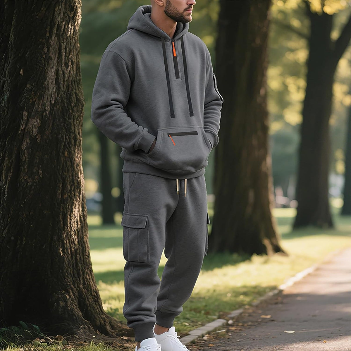 Cargo Joggingpak Heren | Hoodie met Ritszakken | 6 Kleuren
