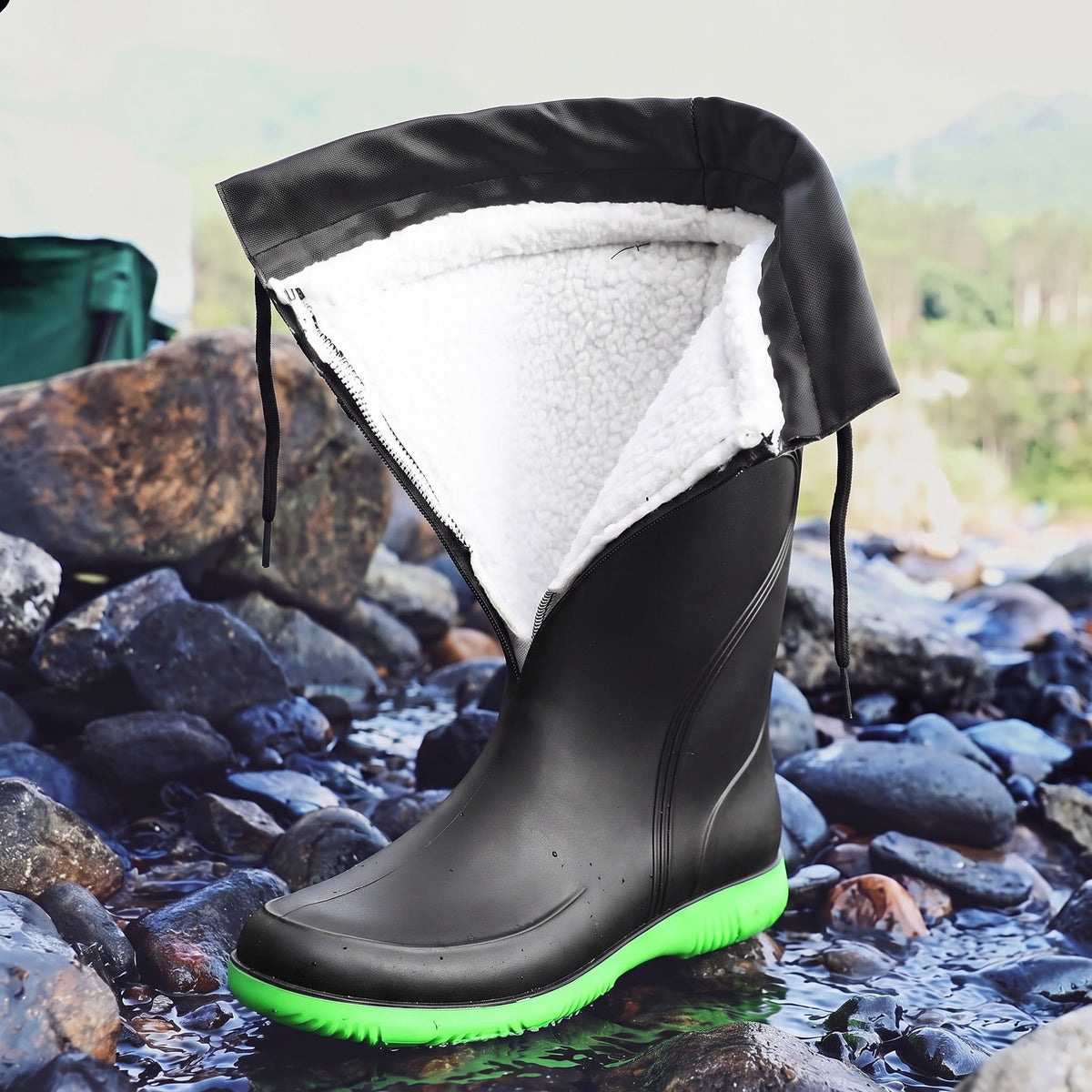 Gevoerde Kniehoge Regenlaarzen Heren | Gekleurde Zool | 3 Kleuren