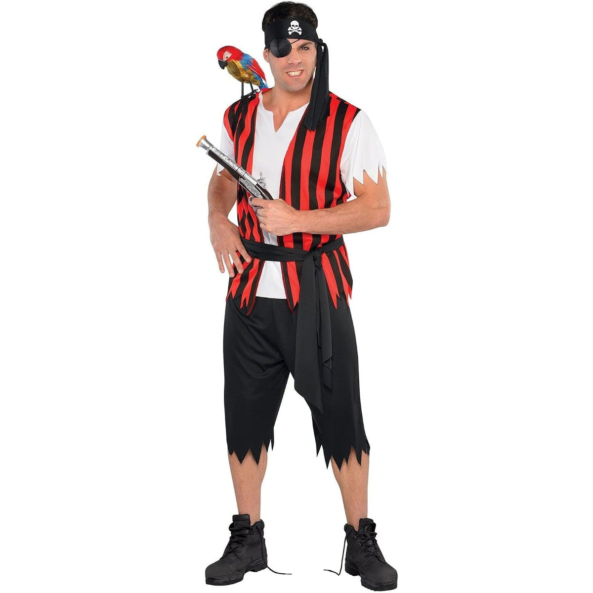Piraten Kostuum Gestreept | Hemd met Vest | Hoofddoek | Sjerp | Broek