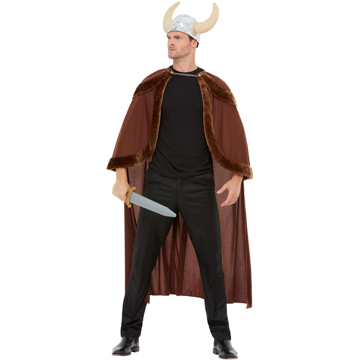 Viking Kostuum Heren | Cape met Bontkraag | Helm met Hoorns