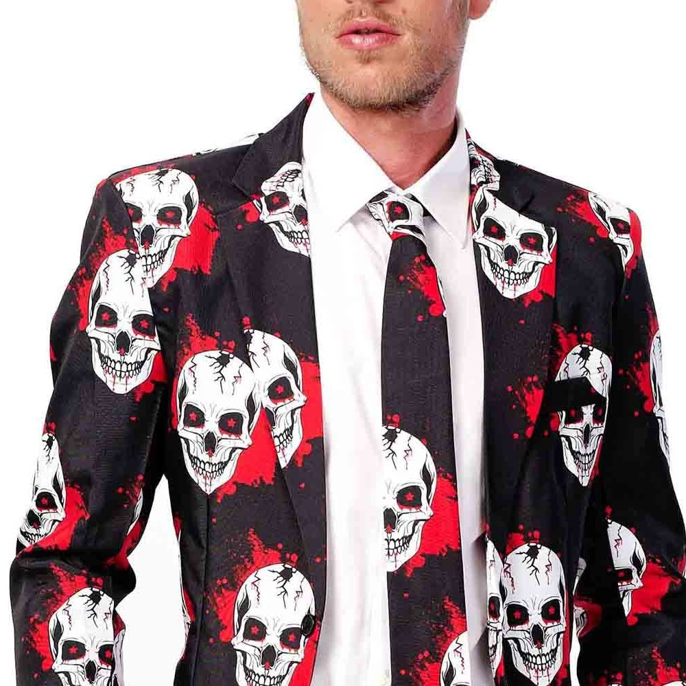 Doodskop Pak Heren | Bloedspetters | Colbert, Broek, Stropdas | Zwart
