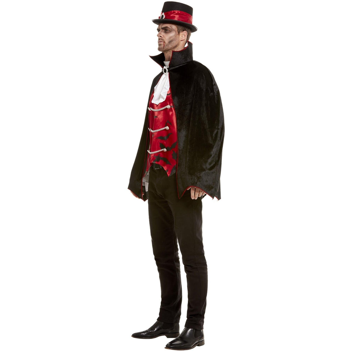 Vampier Kostuum Rood | Vleermuis Gilet | Jabot Hemd | Cape