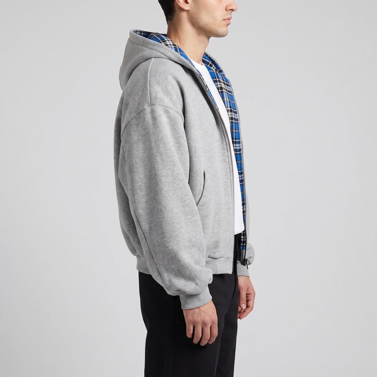 Omkeerbare Hoodie Heren | Rits | Oversized | Geruit
