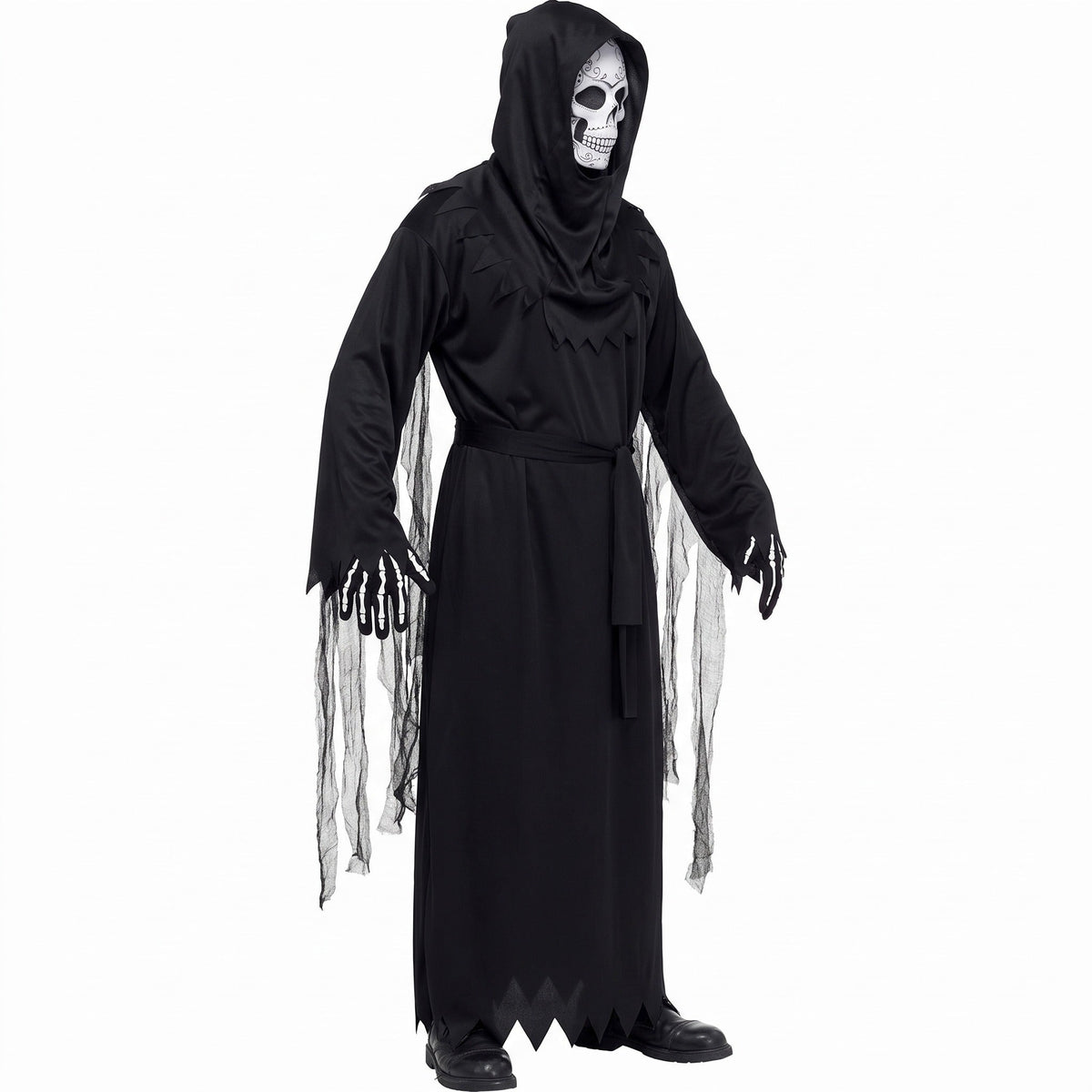 Magere Hein Kostuum Heren | Gewaad | Doodskopmasker | Skelethandschoenen