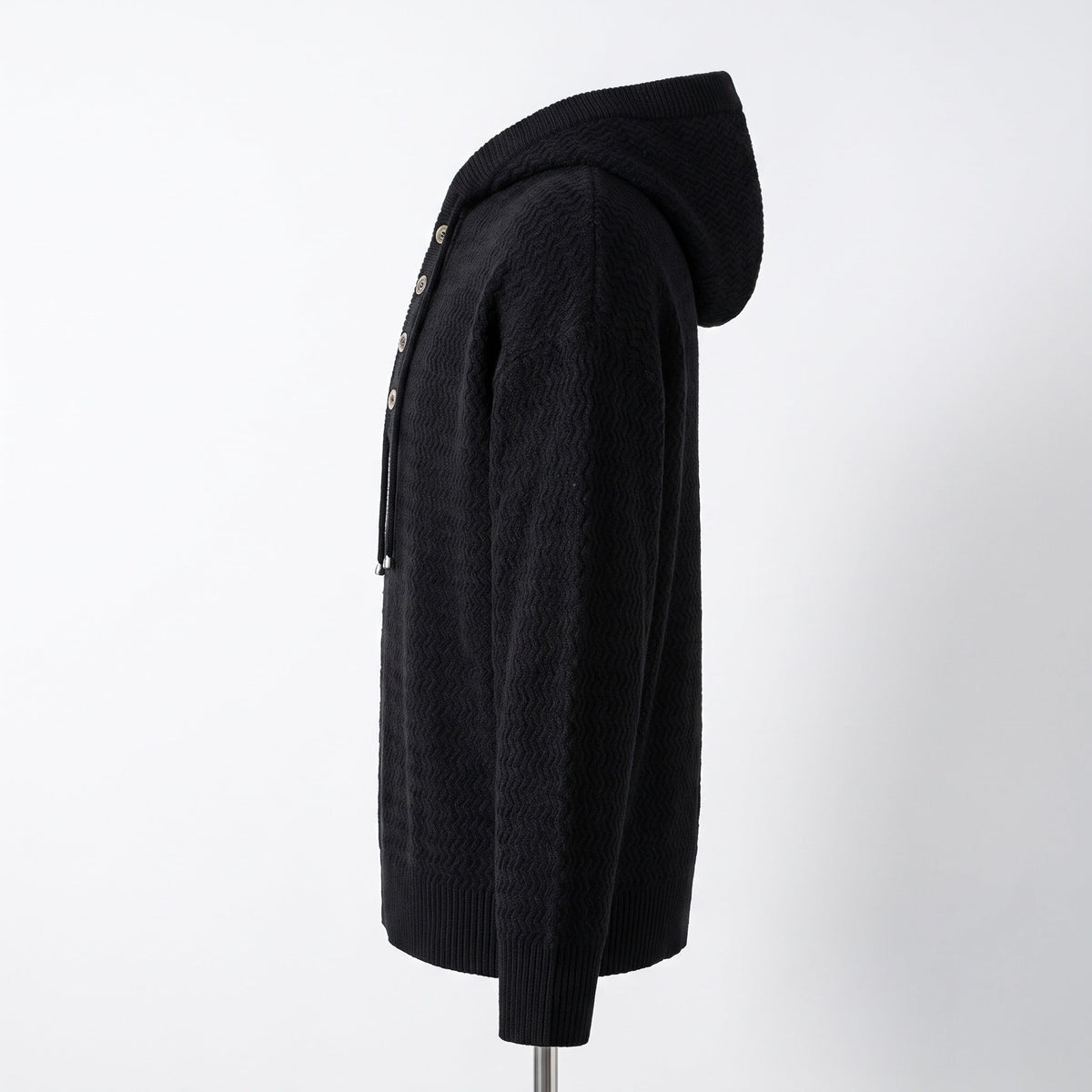 Gebreide Hoodie Heren met Knoopsluiting | Structuurbreisel | 3 Kleuren