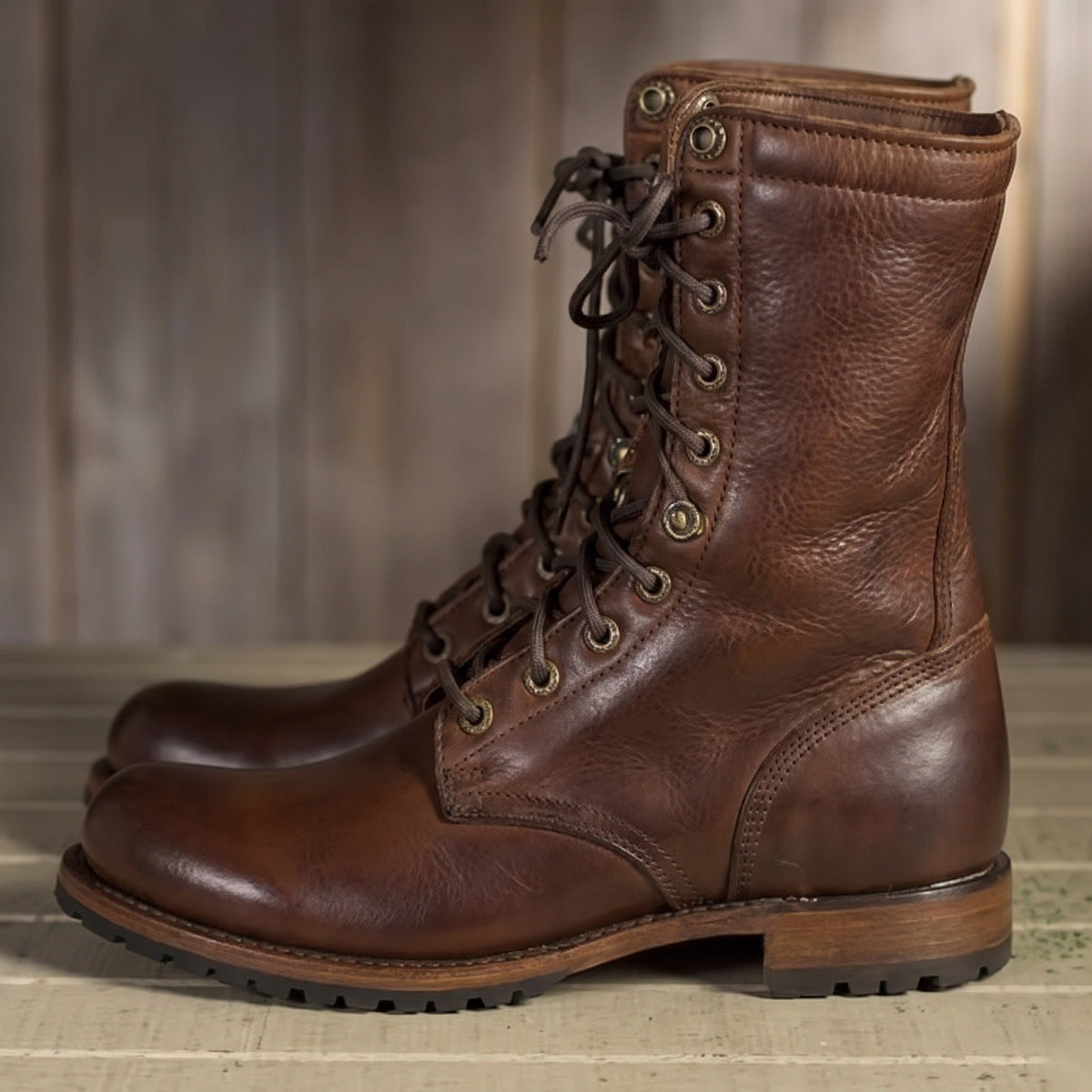 Gevoerde Veterboots Dames | Leer | Winterlaarzen | Bruin