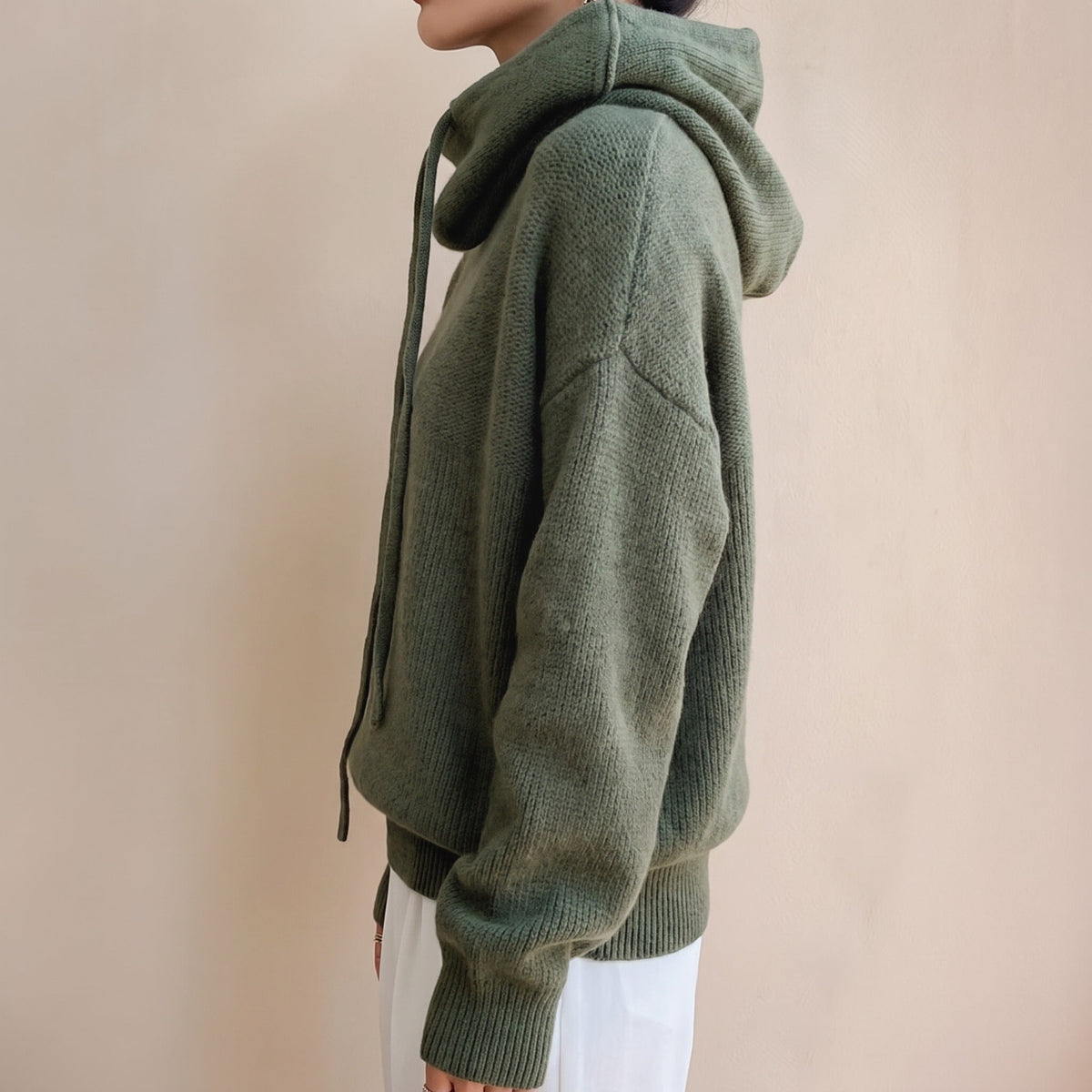 Gebreide Hoodie Dames met Colkraag | Koord | Oversized | 4 Kleuren