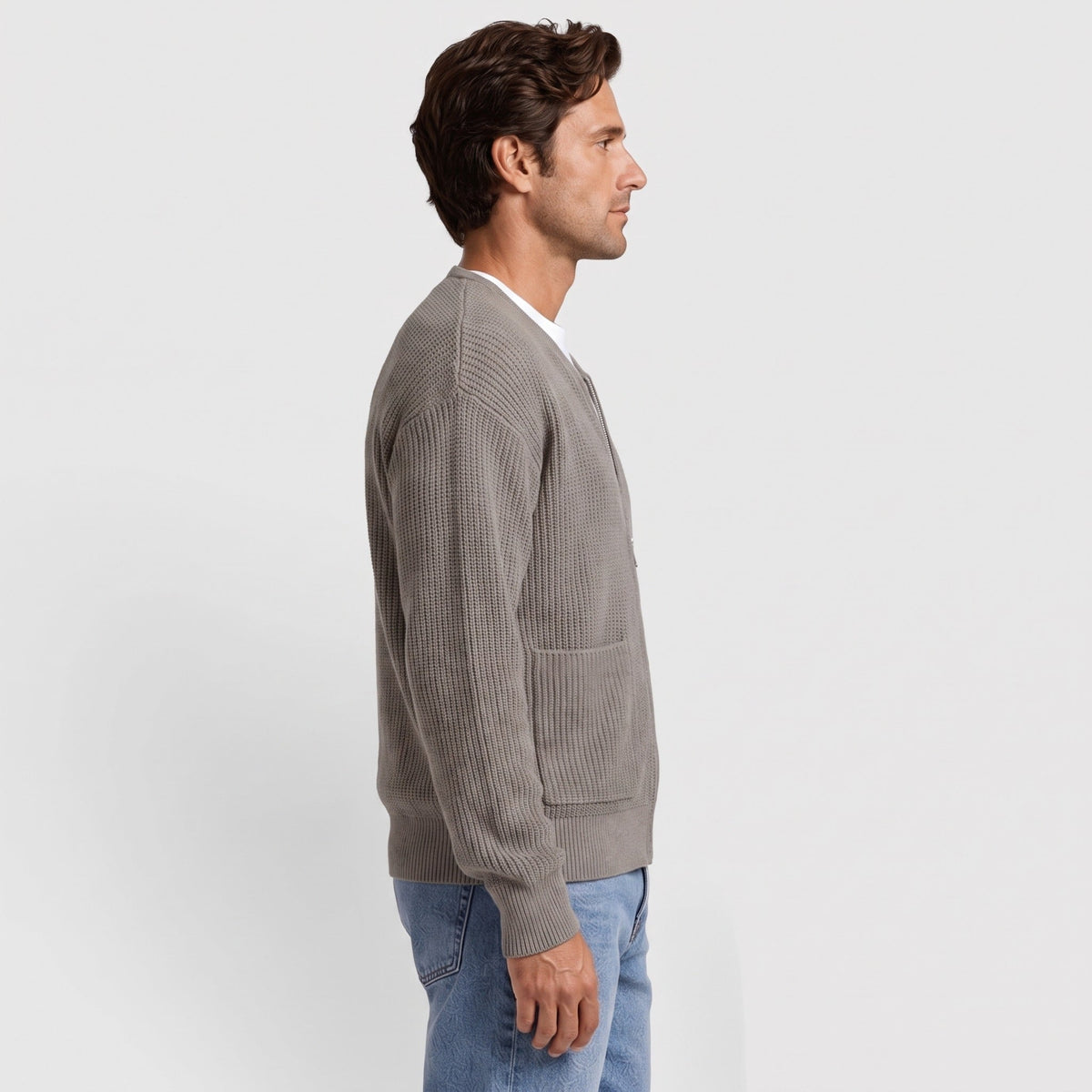 Vest met Rits Heren | Ronde Hals | Ribgebreid | Zakken