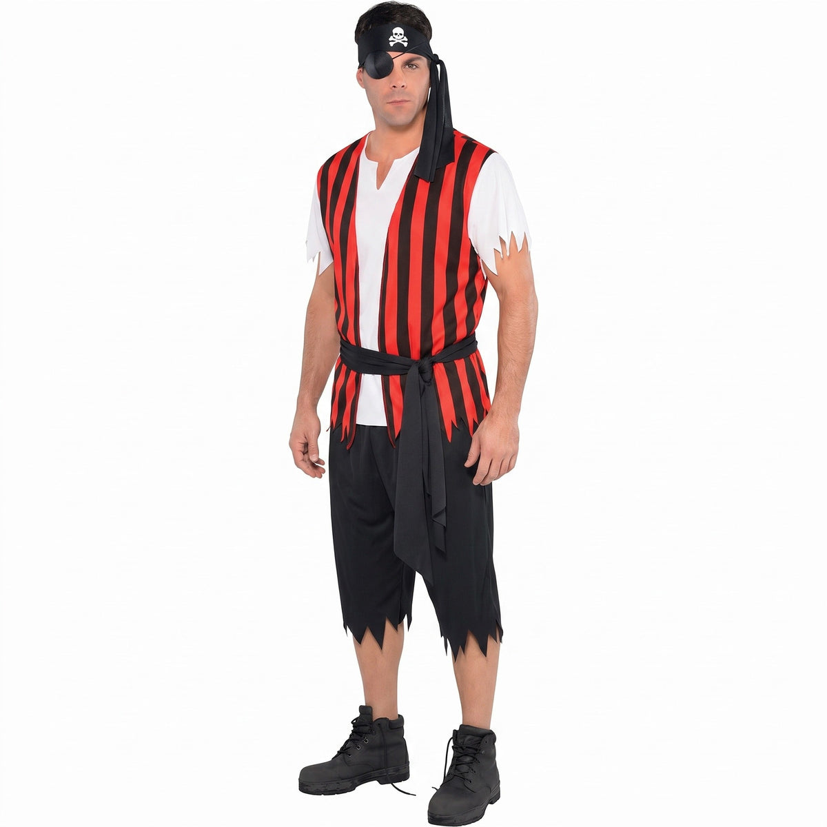 Piraten Kostuum Gestreept | Hemd met Vest | Hoofddoek | Sjerp | Broek