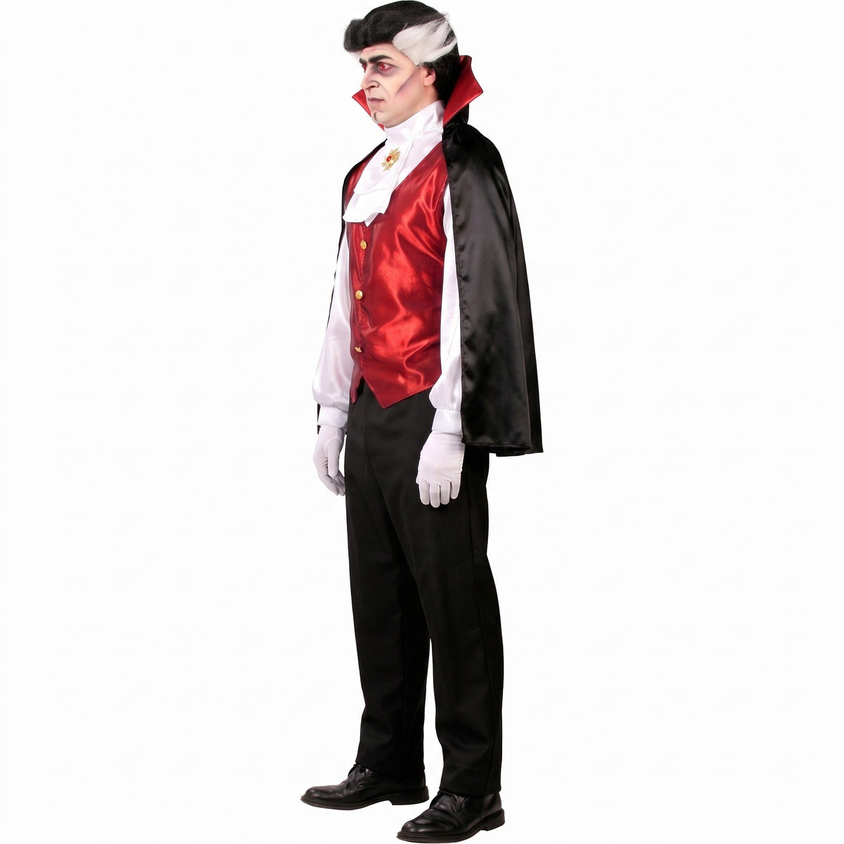 Vampier Graaf Kostuum | Cape met Opstaande Kraag | Jabot Hemd | Broek