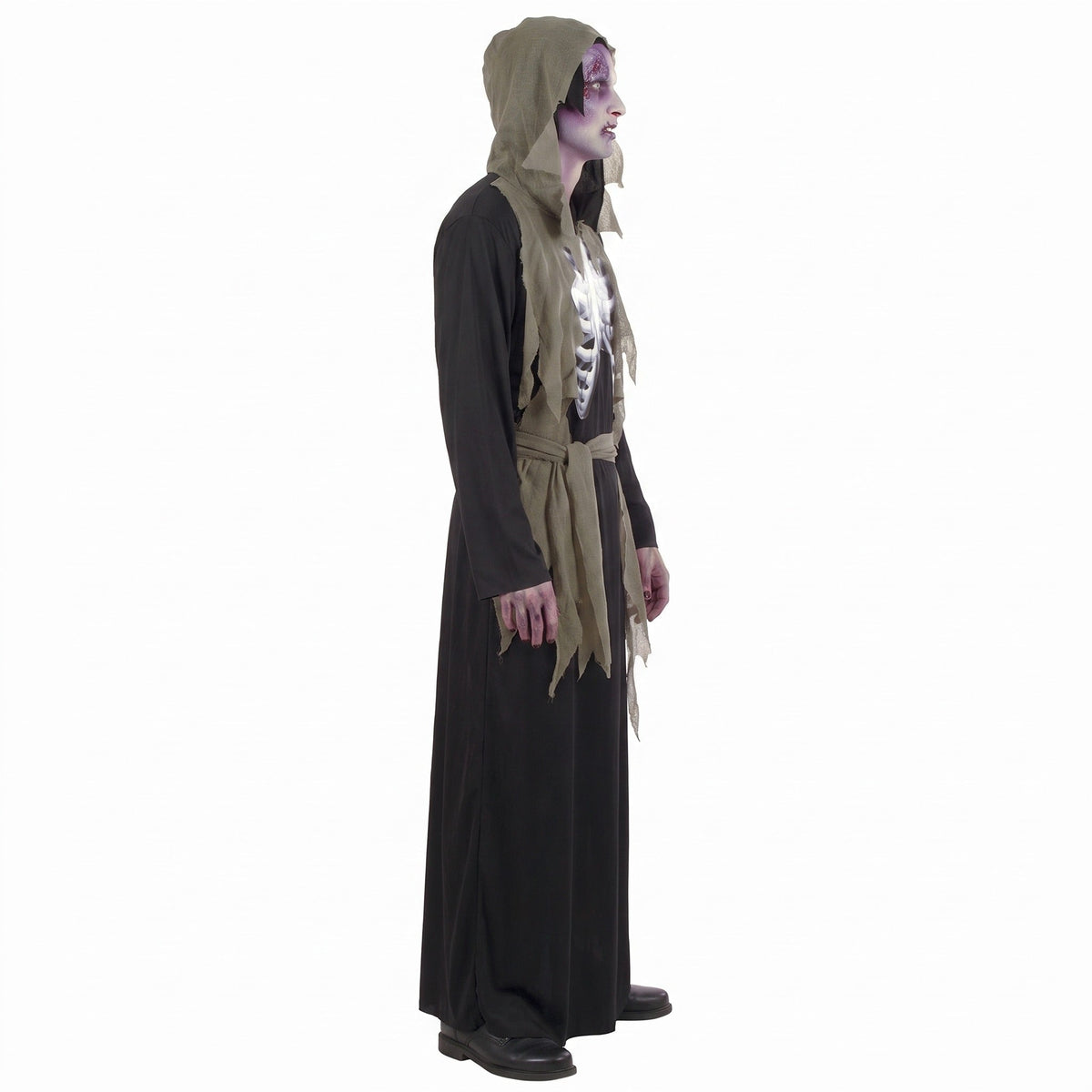 Zombie Gewaad Heren | Capuchon | Holografische Ribbenkast | Riem