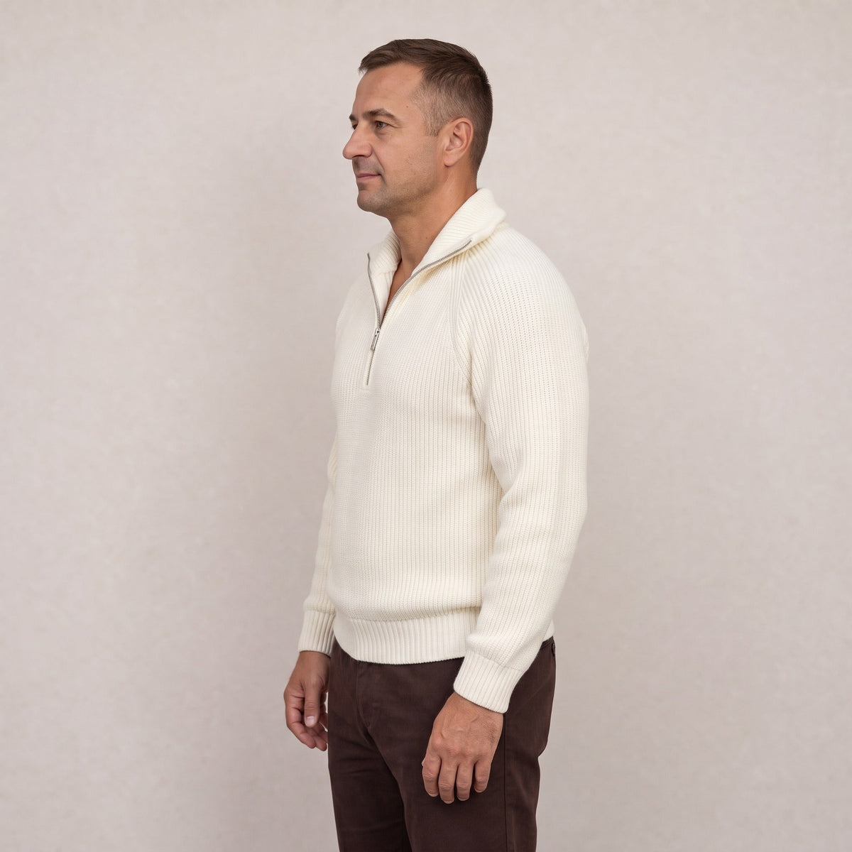 Trui Heren met Halve Rits | Gebreid | 3 Kleuren