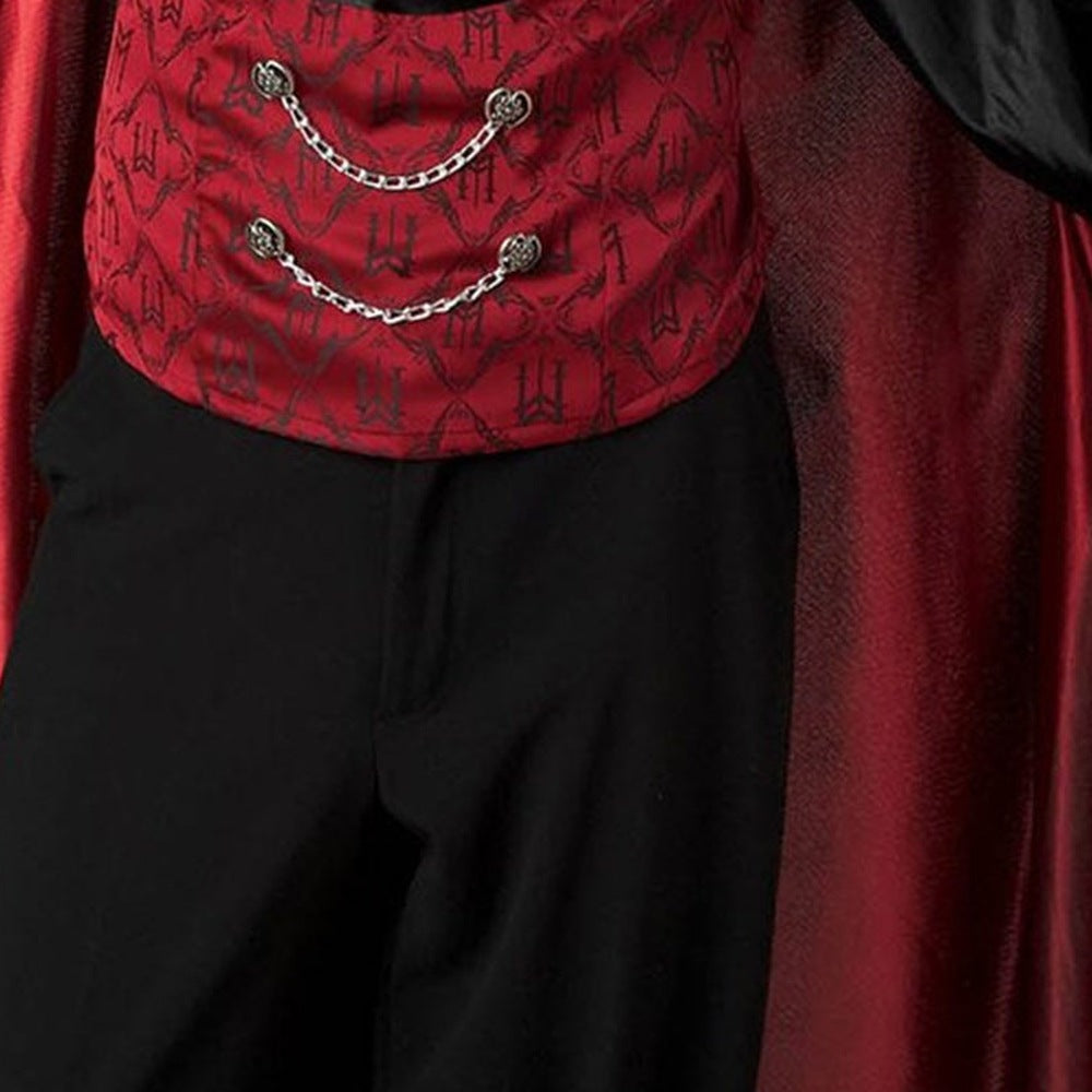 Dracula Kostuum Rood | Vest met Mouwen | Jabot | Cape