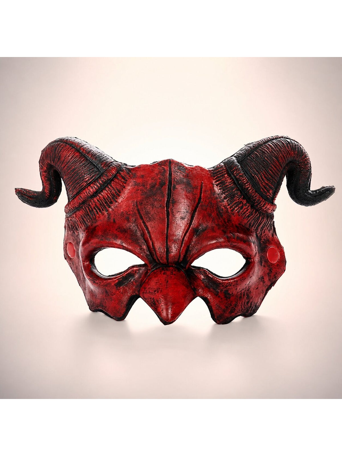 Rood demonen halfmasker met zwarte ramshoorns