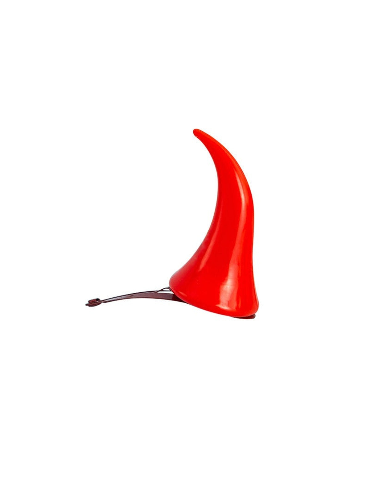 Rood duivelshoorntje met haarspeld, zijkant