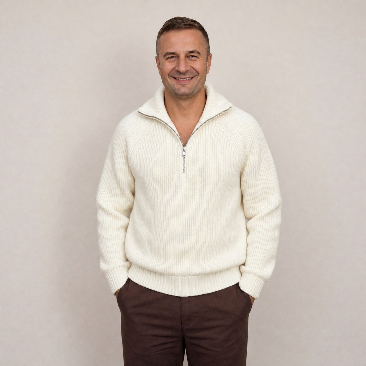 Trui Heren met Halve Rits | Gebreid | 3 Kleuren