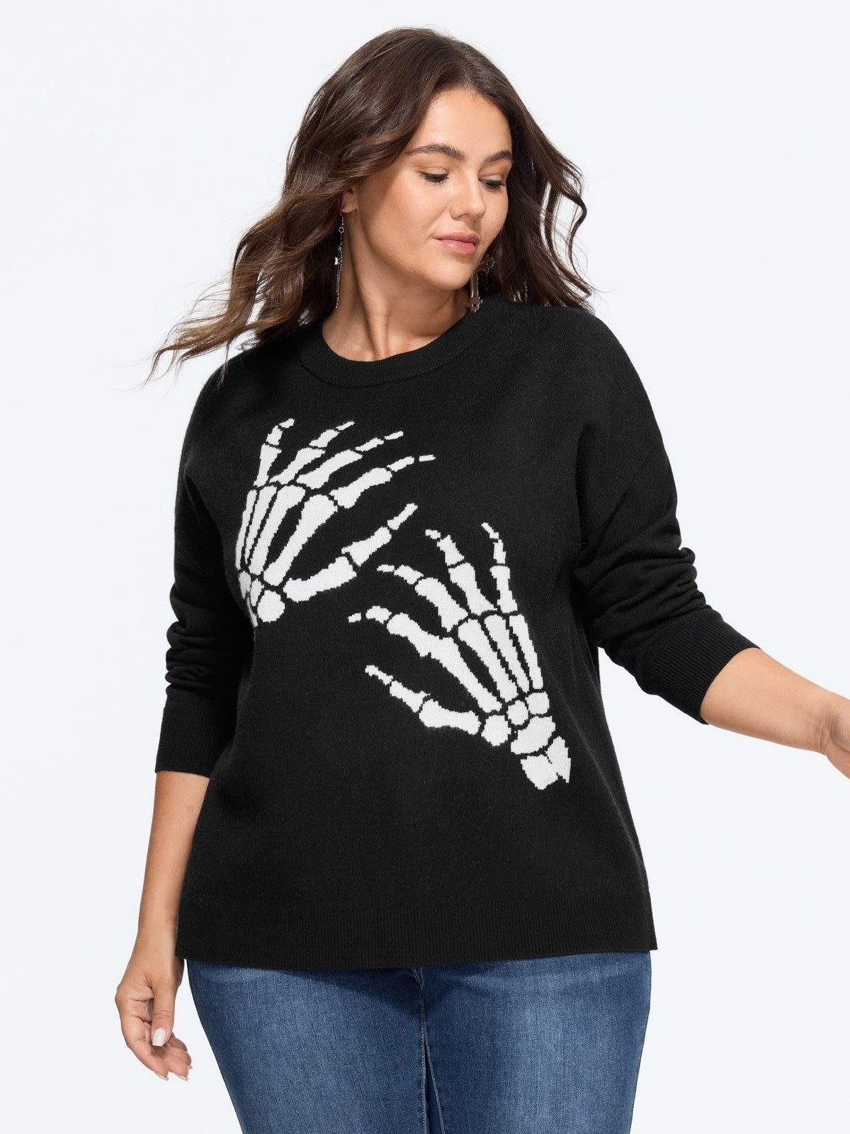 Zwarte skelet trui, voorkant