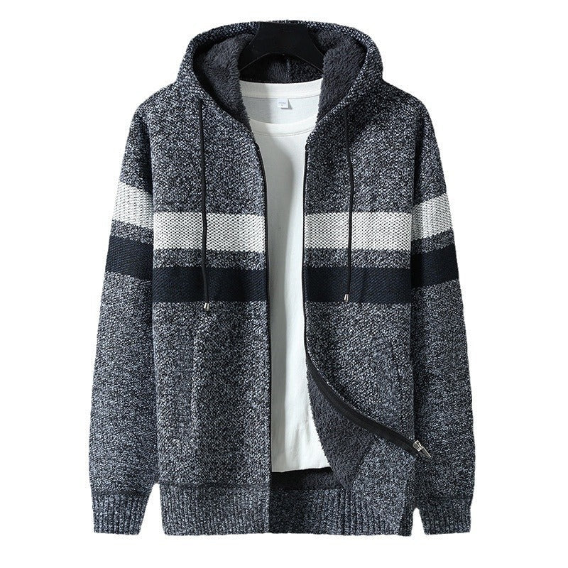 Gestreept Gebreid Capuchonvest Heren | Teddyvoering | 5 Kleuren