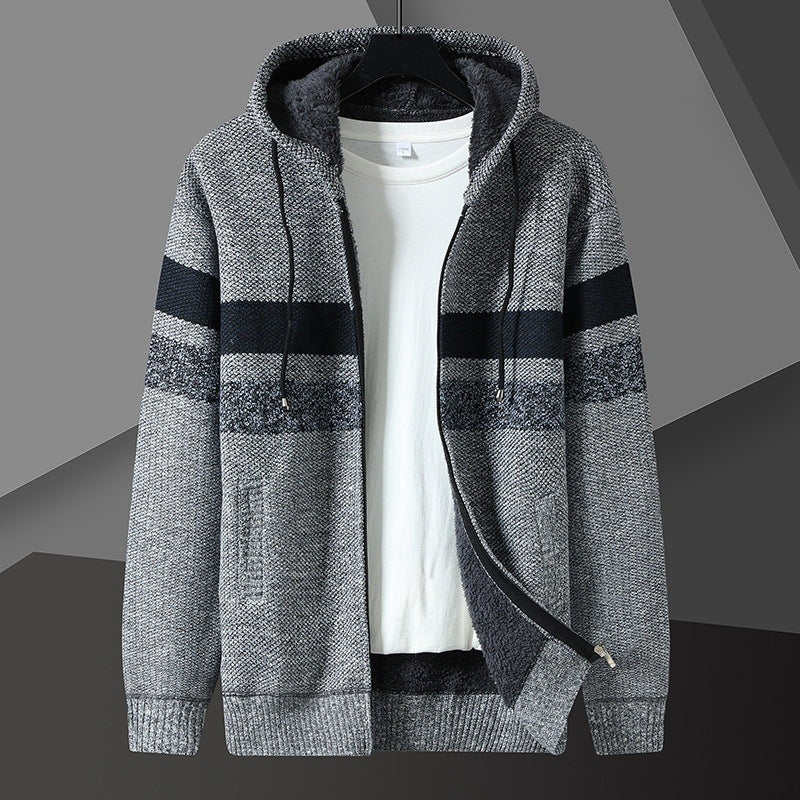 Gestreept Gebreid Capuchonvest Heren | Teddyvoering | 5 Kleuren