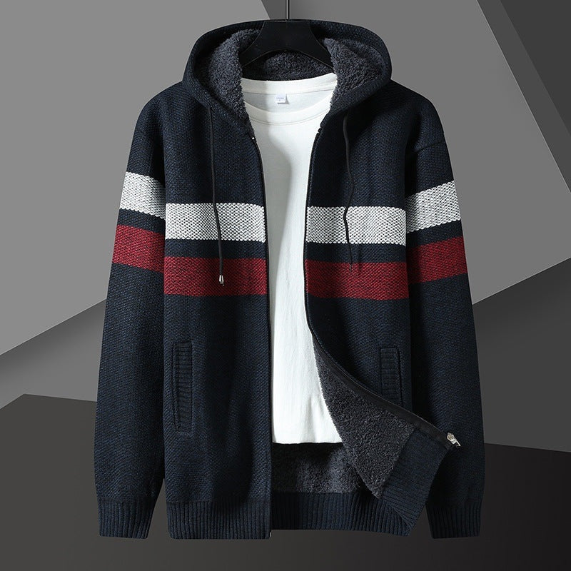 Gestreept Gebreid Capuchonvest Heren | Teddyvoering | 5 Kleuren
