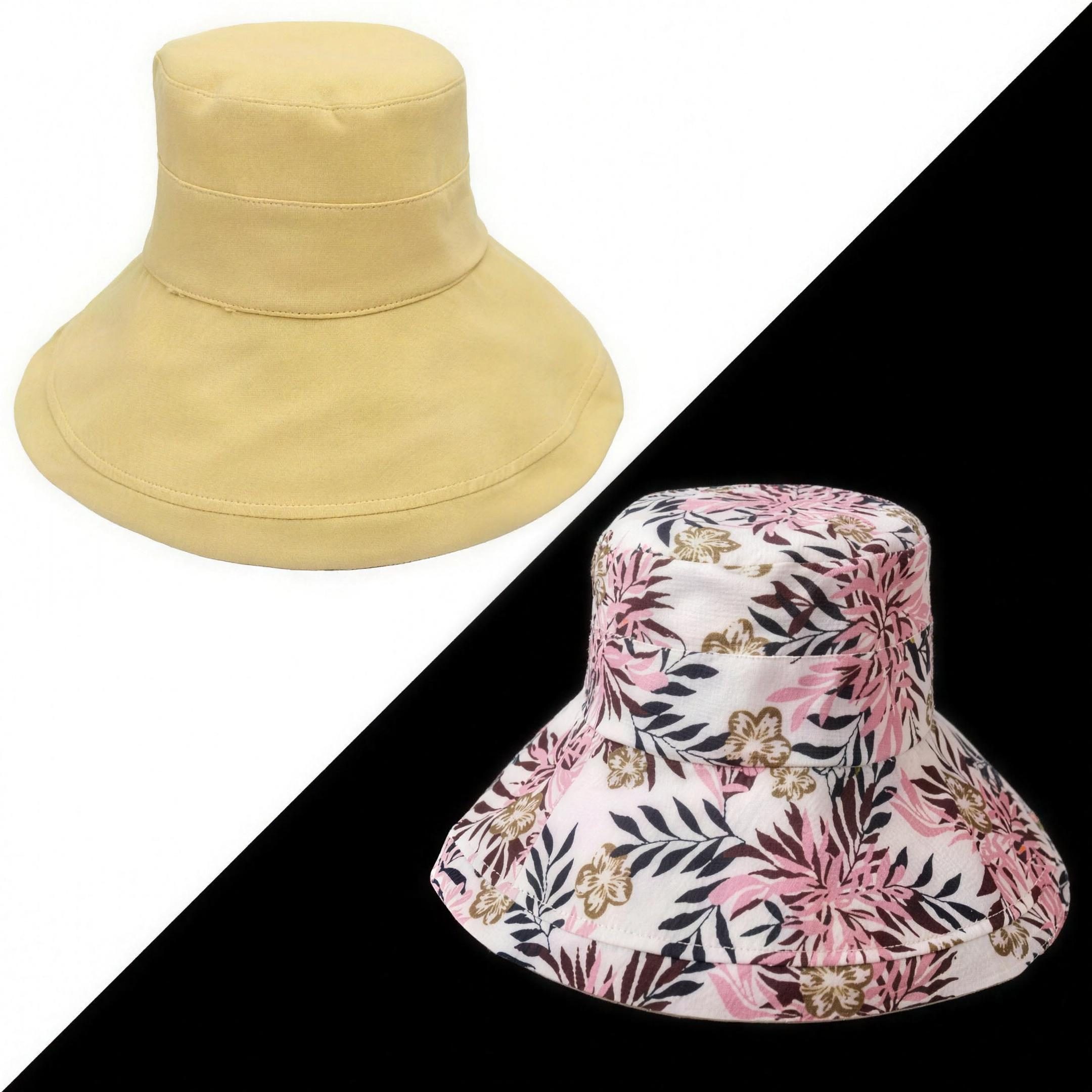 Zonnehoed dames in geel van buiten en binnen - Boutique Moda